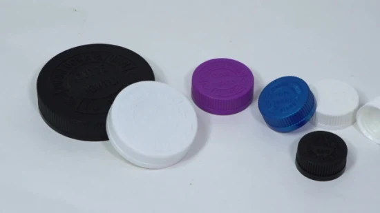 Produzione coperchio a vite in plastica PP con tappo CRC scanalato con tappo in plastica con sigillo a induzione per confezione di flaconi cosmetici